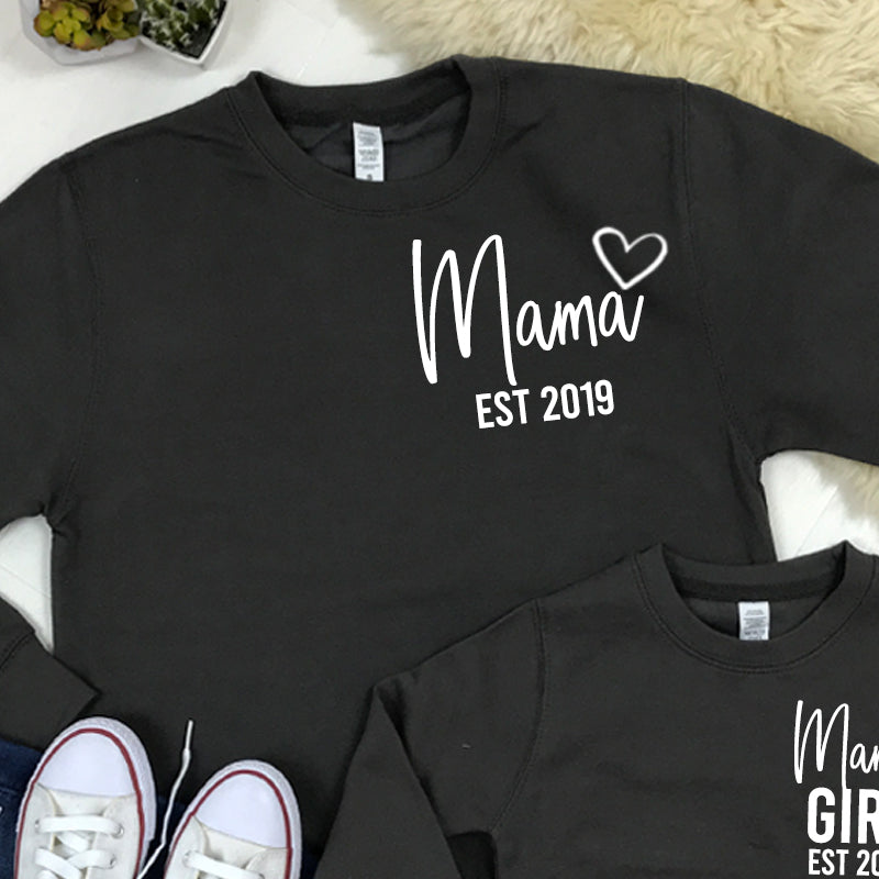 Personalised Mama & Girl Established Mum & Kid Matching Sweatshirts (MRK X)