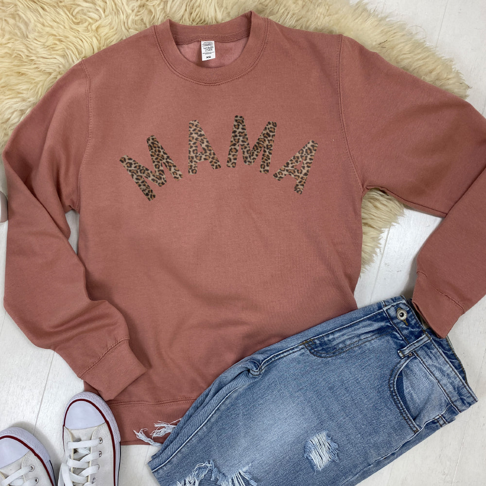 Mama & Mama's Girl Leopard Sweatshirts Dusty Pink (MRK X)