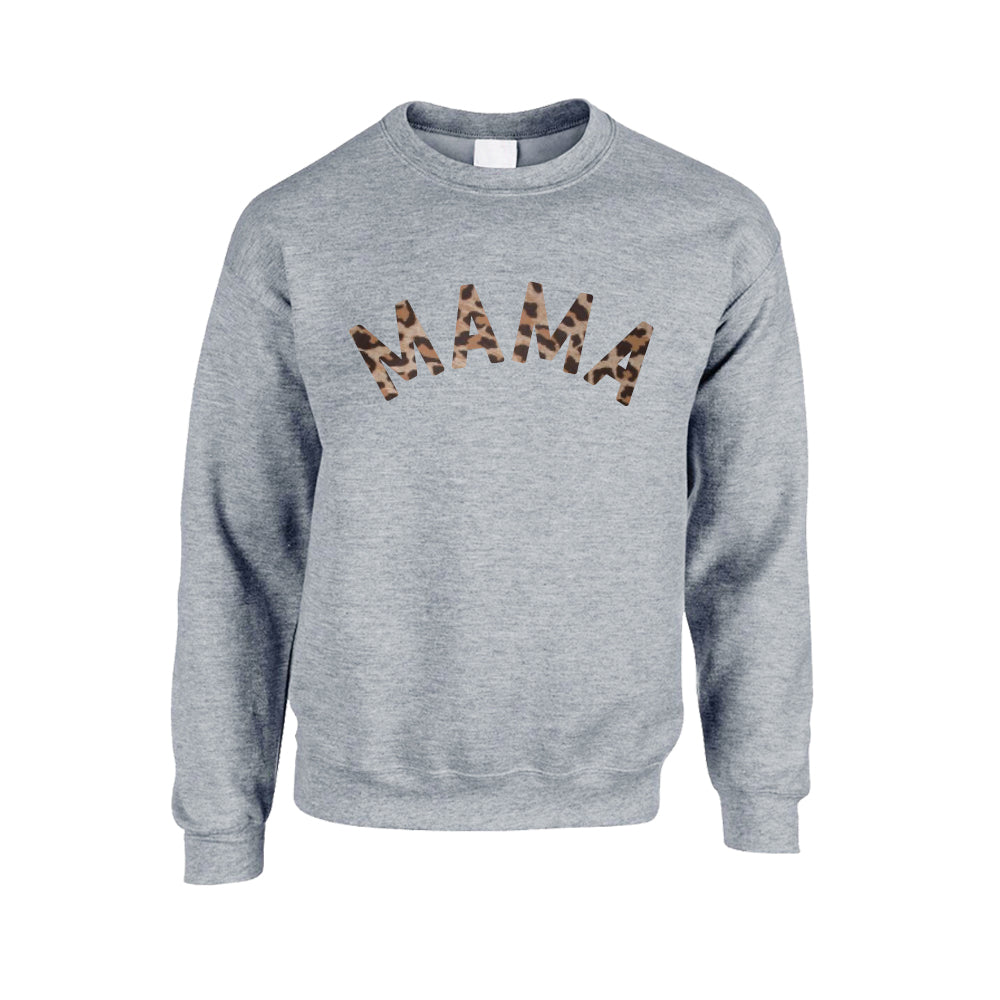 Mama, Midi & Mini Leopard Matching Heather Grey Sweatshirts