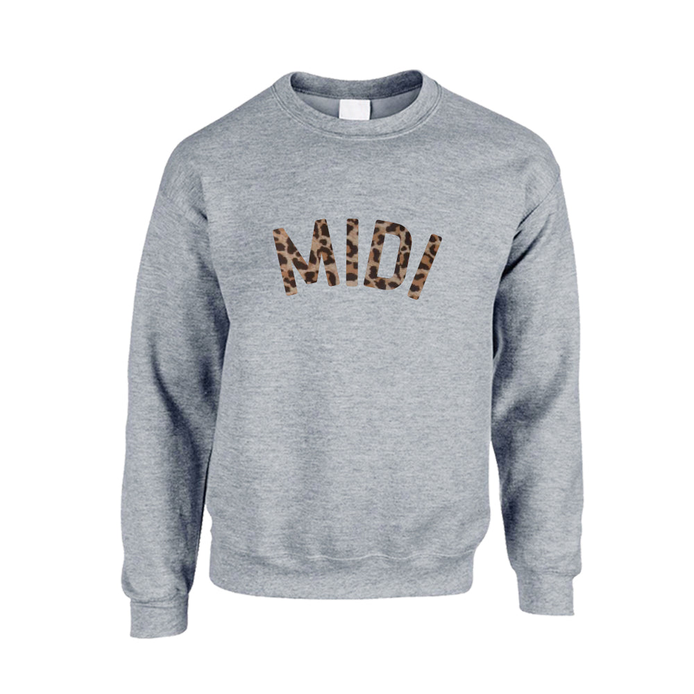 Mama, Midi & Mini Leopard Matching Heather Grey Sweatshirts