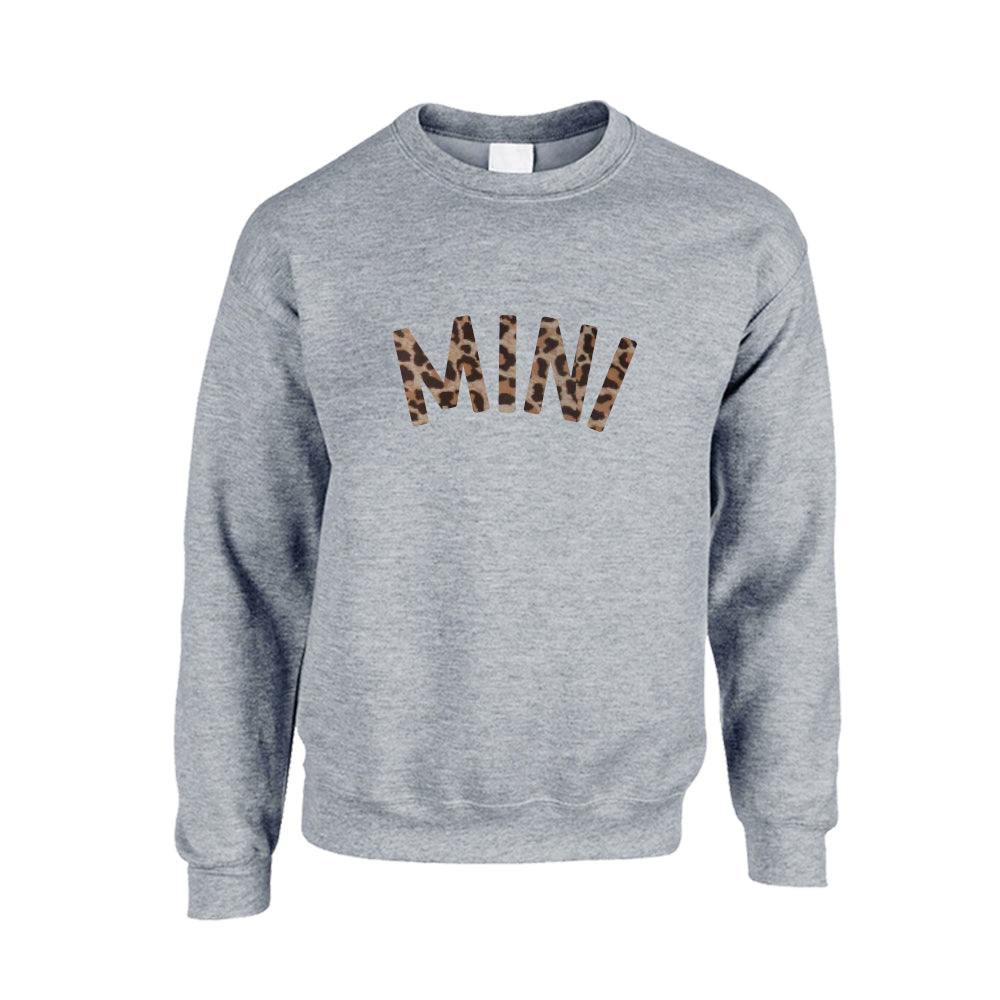 Mama, Midi & Mini Leopard Matching Heather Grey Sweatshirts