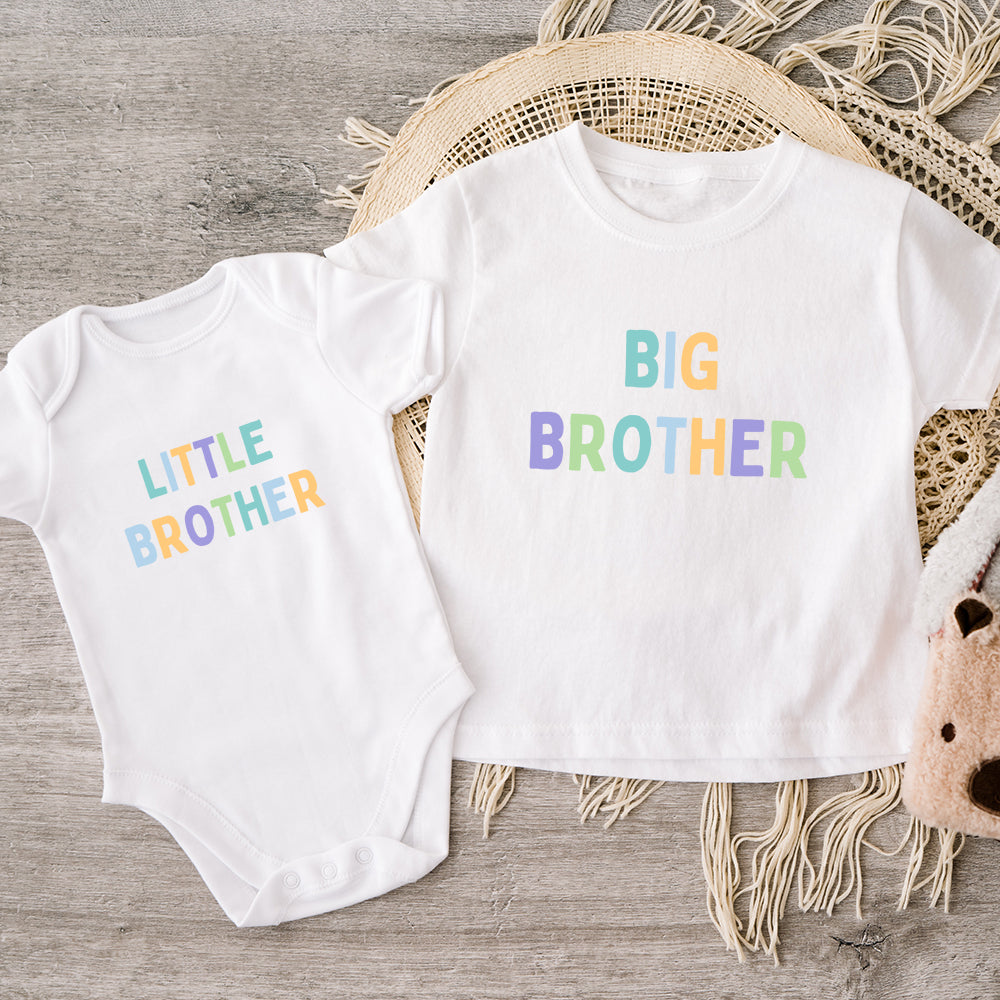 Big Brother & Little Brother Pastel Matching TShirt/Baby Vest My