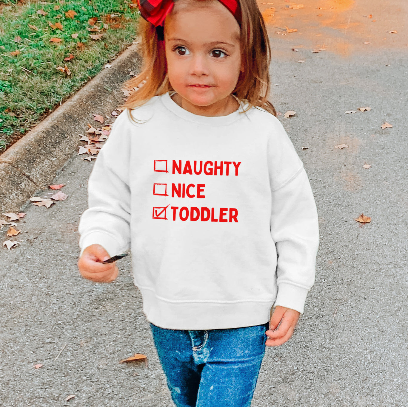 Naughty Nice Toddler Kids Christmas Sweatshirt