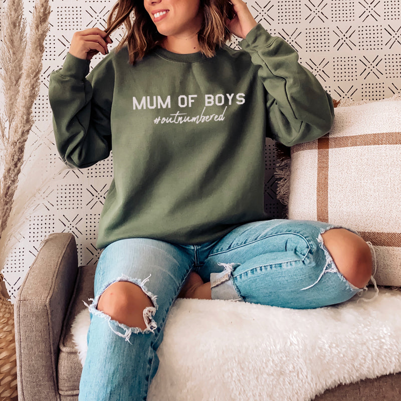 Mum of Boys Hashtag Outnumbered Sweatshirt My Rocking Kids