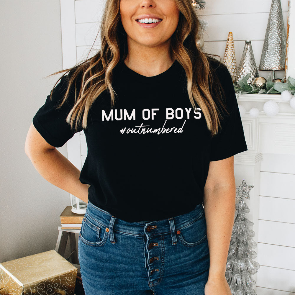 Mum of Boys Hashtag Outnumbered T-Shirt