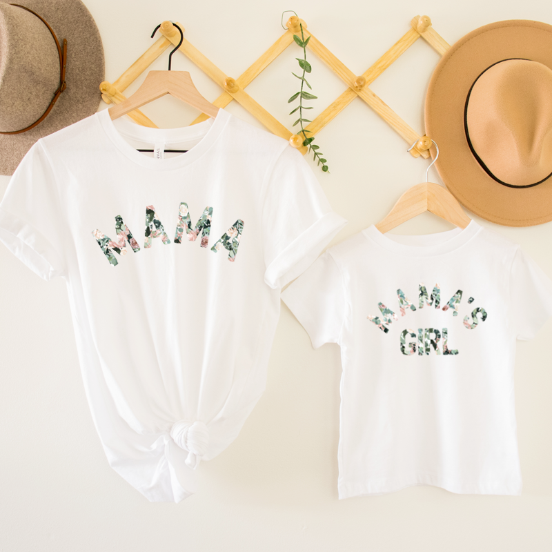 Mama & Mama's Girl Floral Matching White T-Shirts