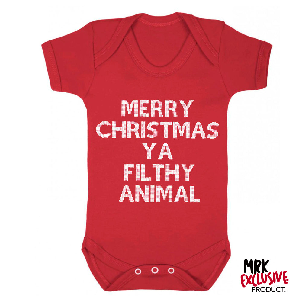 Christmas (Filthy Animal) Family Matching Red Sweater/Romper (MRK X)