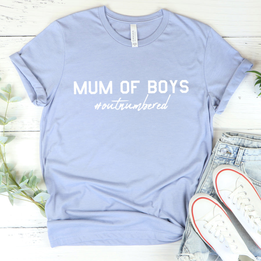 Mum of Boys Hashtag Outnumbered T-Shirt