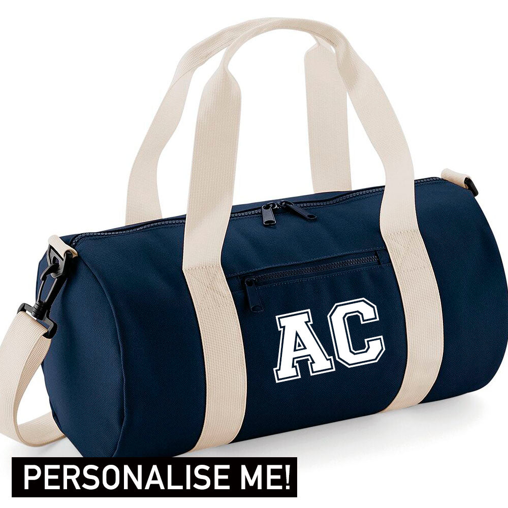 Personalised Initial Varsity Barrel Bag My Rocking Kids