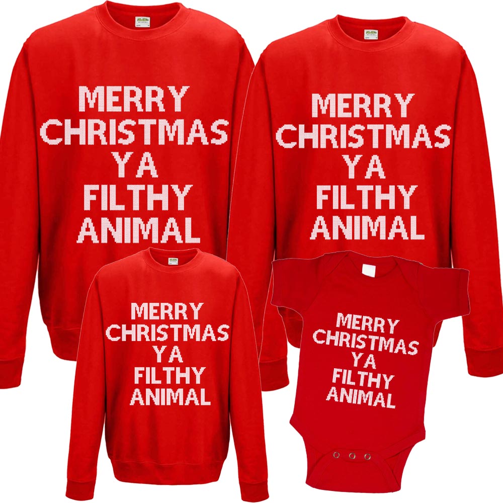 Christmas (Filthy Animal) Family Matching Red Sweater/Romper (MRK X)