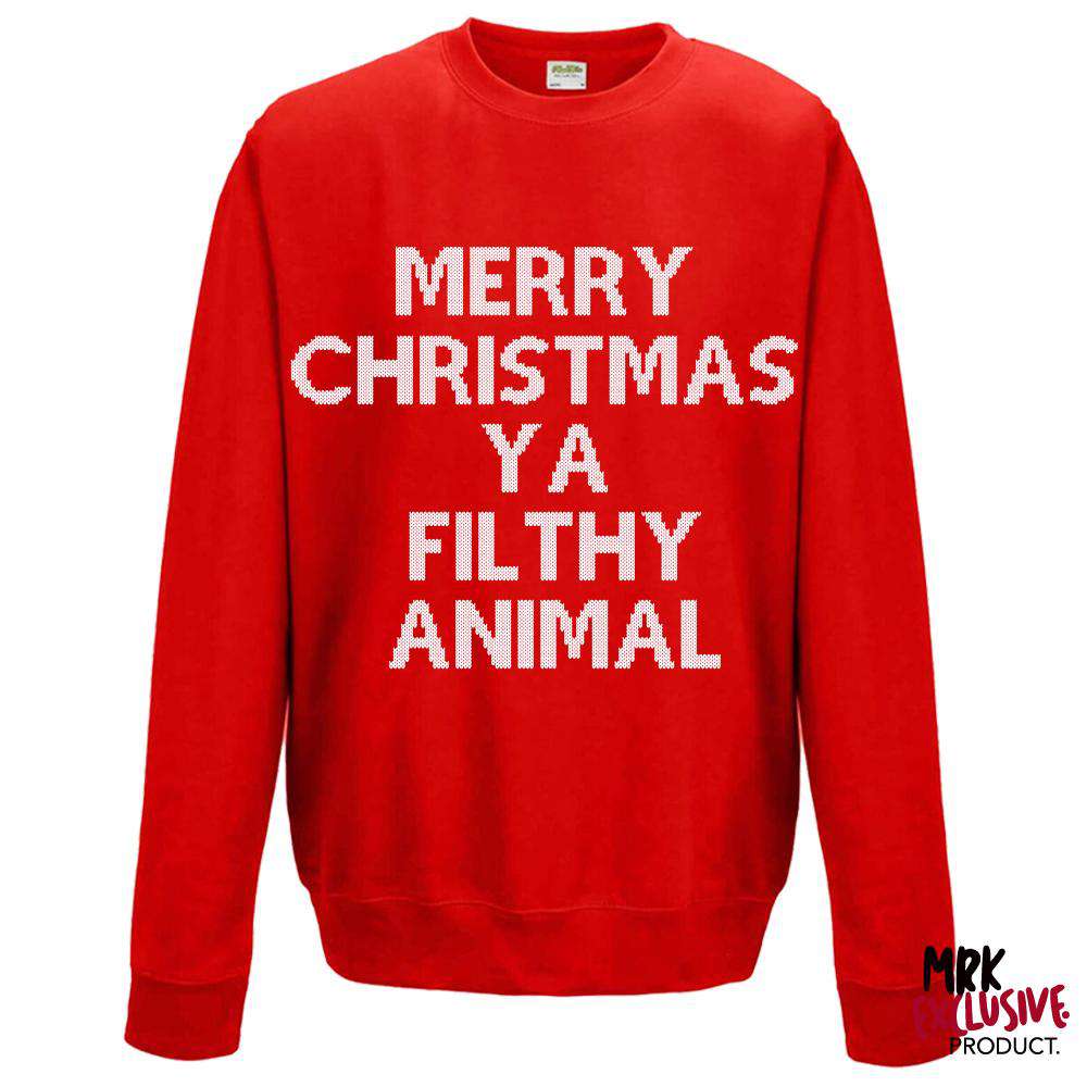 Christmas (Filthy Animal) Family Matching Red Sweater/Romper (MRK X)