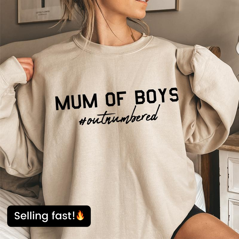 Mum of Boys Hashtag Outnumbered Sweatshirt MRK X My Rocking Kids